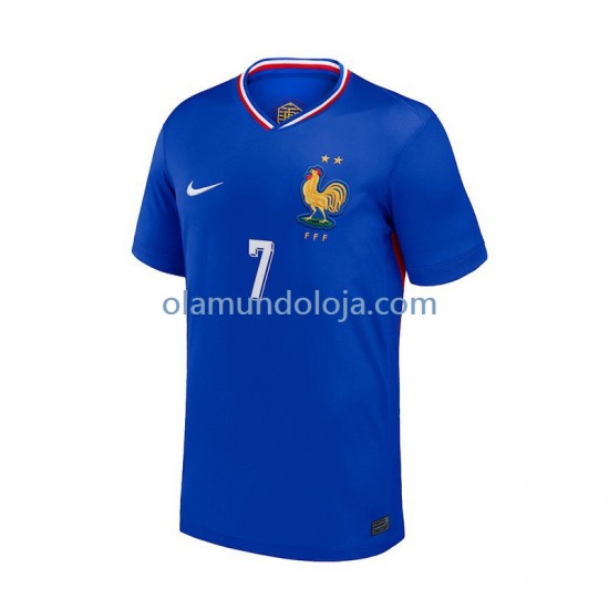 Camisola França Antoine Griezmann 7 Homem Equipamento Primeiro Euro 2024 Manga Curta